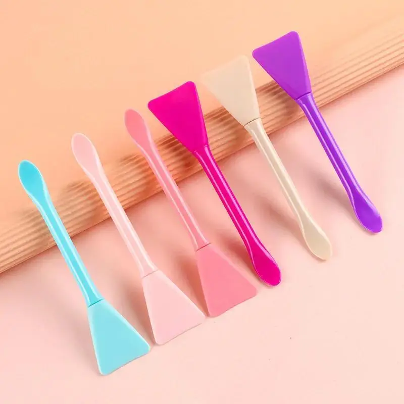 Double Head Dual-use Facial Mask Brush Silicone Facial Mask Stick with Scoop Apply Mud Film Facial Mask Brush Facial Beauty Tool