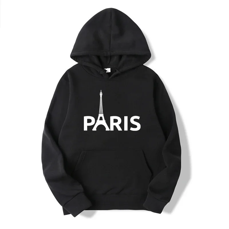 Spring Autumn Women Paris Printed Hoodies Fashion Lady Hooded Sweatshirts Hat Pattern Hoodies Casual Daily Wear