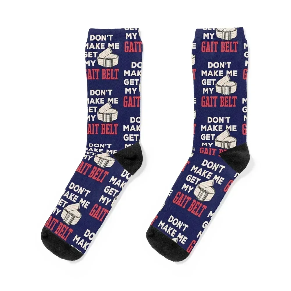 Don't Make Me Get My Gait Belt Funny Physical Therapist Socks Christmas anti slip football Socks For Women Men's