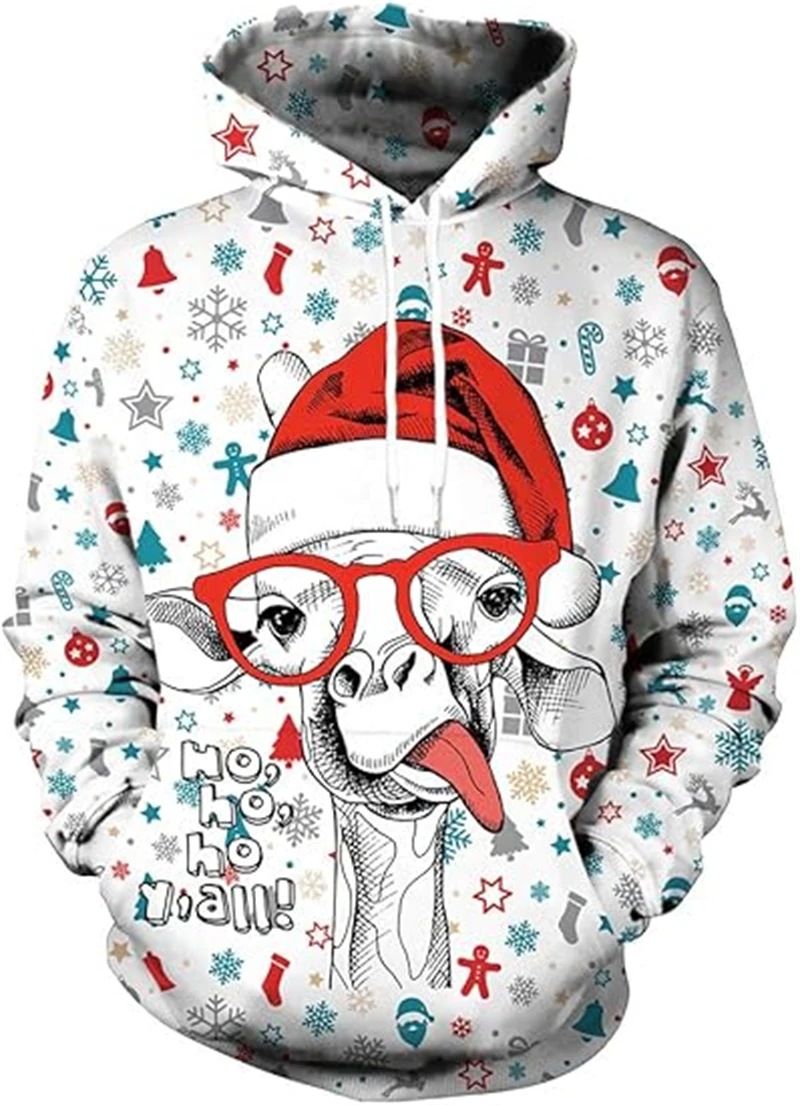 الرجال عيد الميلاد هوديس ثلاثية الأبعاد الطباعة سانتا كلوز نمط عادية العلوي البلوز الألبكة ملابس للرجال ملابس الشارع الشهير المألوف #1