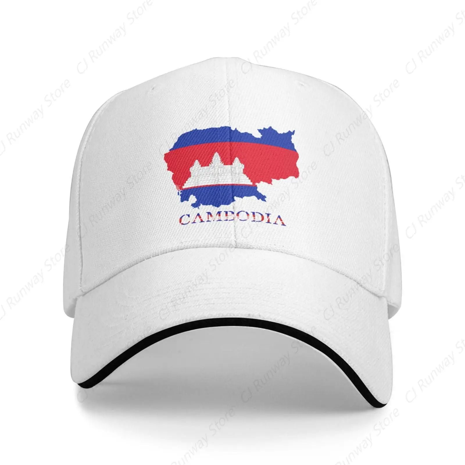 Cambodia Cambodian Flag Map Baseball Cap Dad Truck Flat Bill Snapback Brim Sports Hip Hop Hat for Men Women