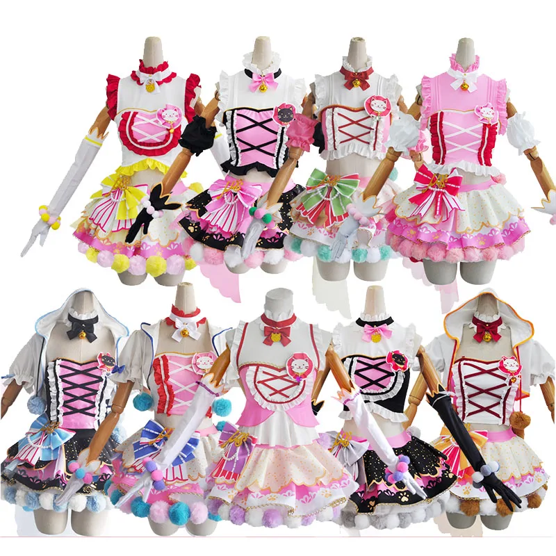 

Love Live Cat Twin Tail Arcade Game 9 Characters Kousaka Honoka Minami Kotori Sonoda Umi Ayase Eli Outfit Anime Cosplay Costumes