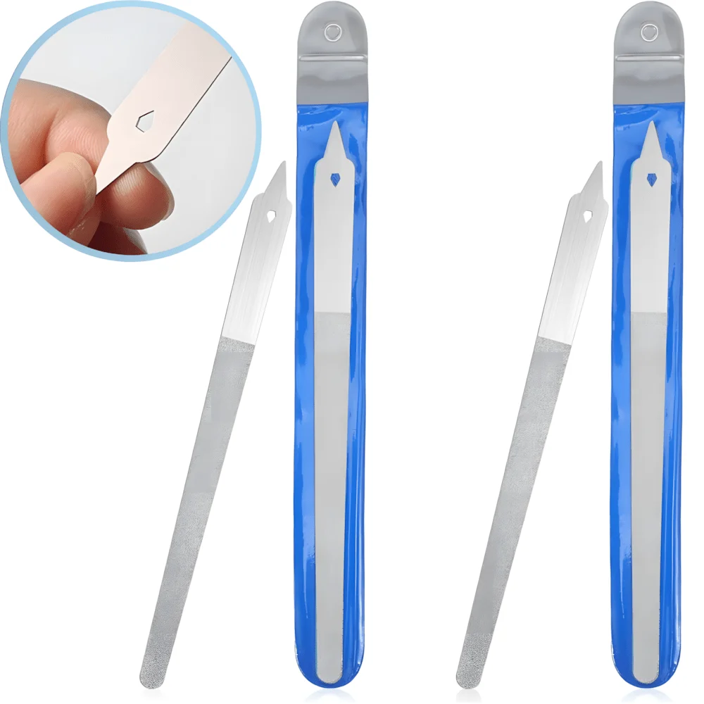 Stainless Steel Diamond Nail Polishing Stick Double Sided Point Tip Nail File With Bag Travel Manicure Pedicure Tool For Natural