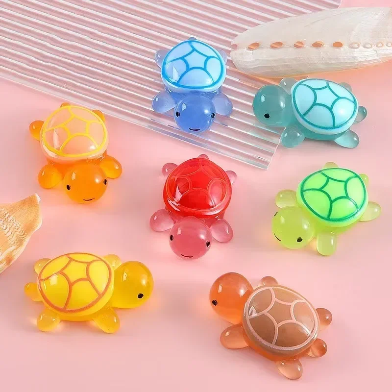 10PCS Mini Turtle Glow Miniature Figures Baby Turtle Miniature Fairy Garden Landscape Fairy Garden Glow-in-the-Dark Toys