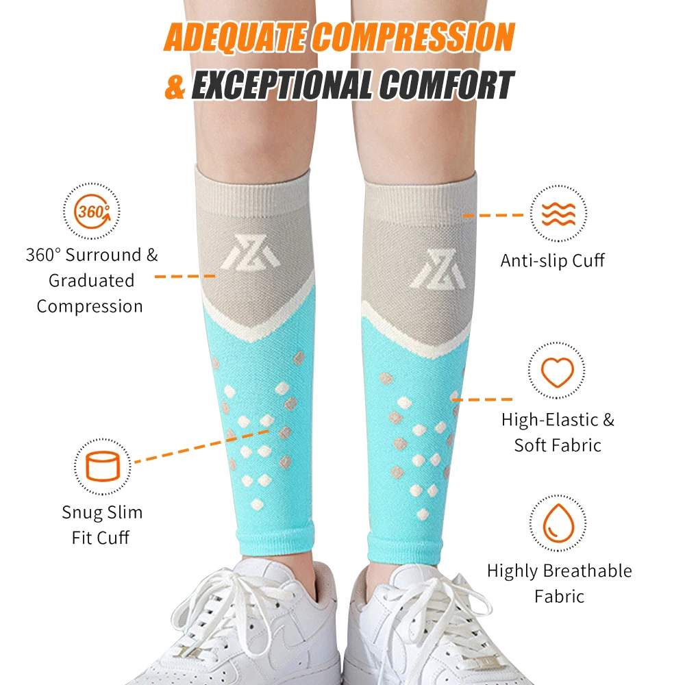 RGGMQQ 1Pair Calf Compression Sleeves Men Women - Leg Compression Sleeve Footless Socks - Shin Splint Relief Fitness Running