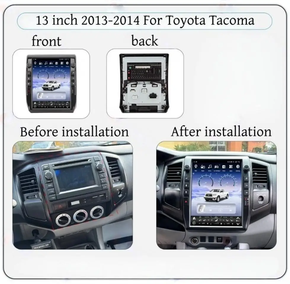 13 بوصة LCD راديو السيارة ل Toyta Tacoma 2005-2014 Carplay نظام تحديد المواقع والملاحة أندرويد السيارات شاشة تعمل باللمس شاشة عرض الوسائط المتعددة اللعب
