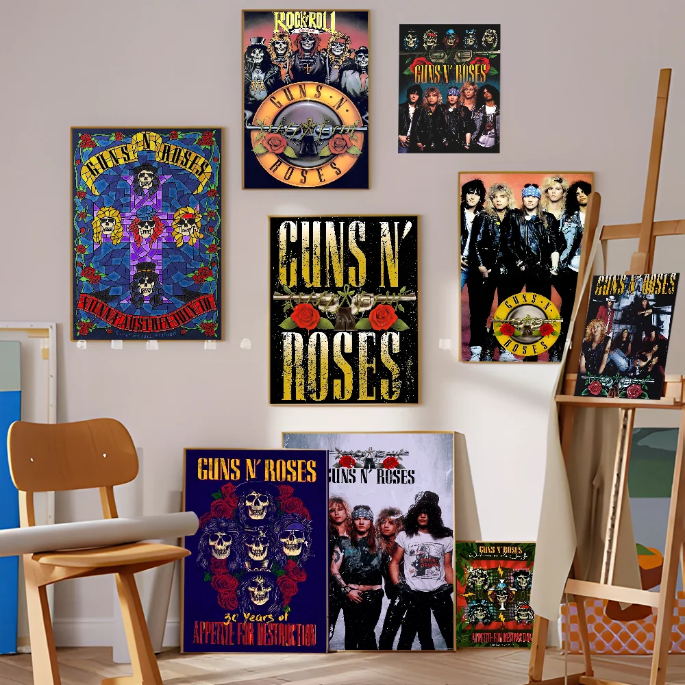 Guns N Roses Rock Band Classic Vintage Posters Vintage Room Home Bar Cafe Decor Nordic Home Decor