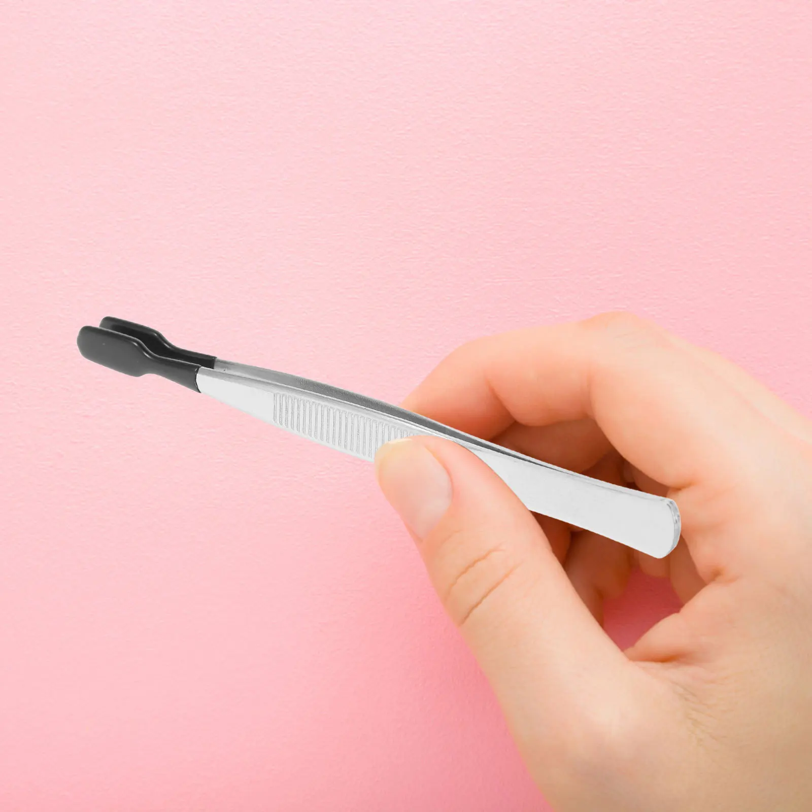 2Pcs Rubber Flat Tip Stainless Steel Tweezers Precision Stamp Collecting Jewelry Making Craft Electronic Repair Laboratory Tools