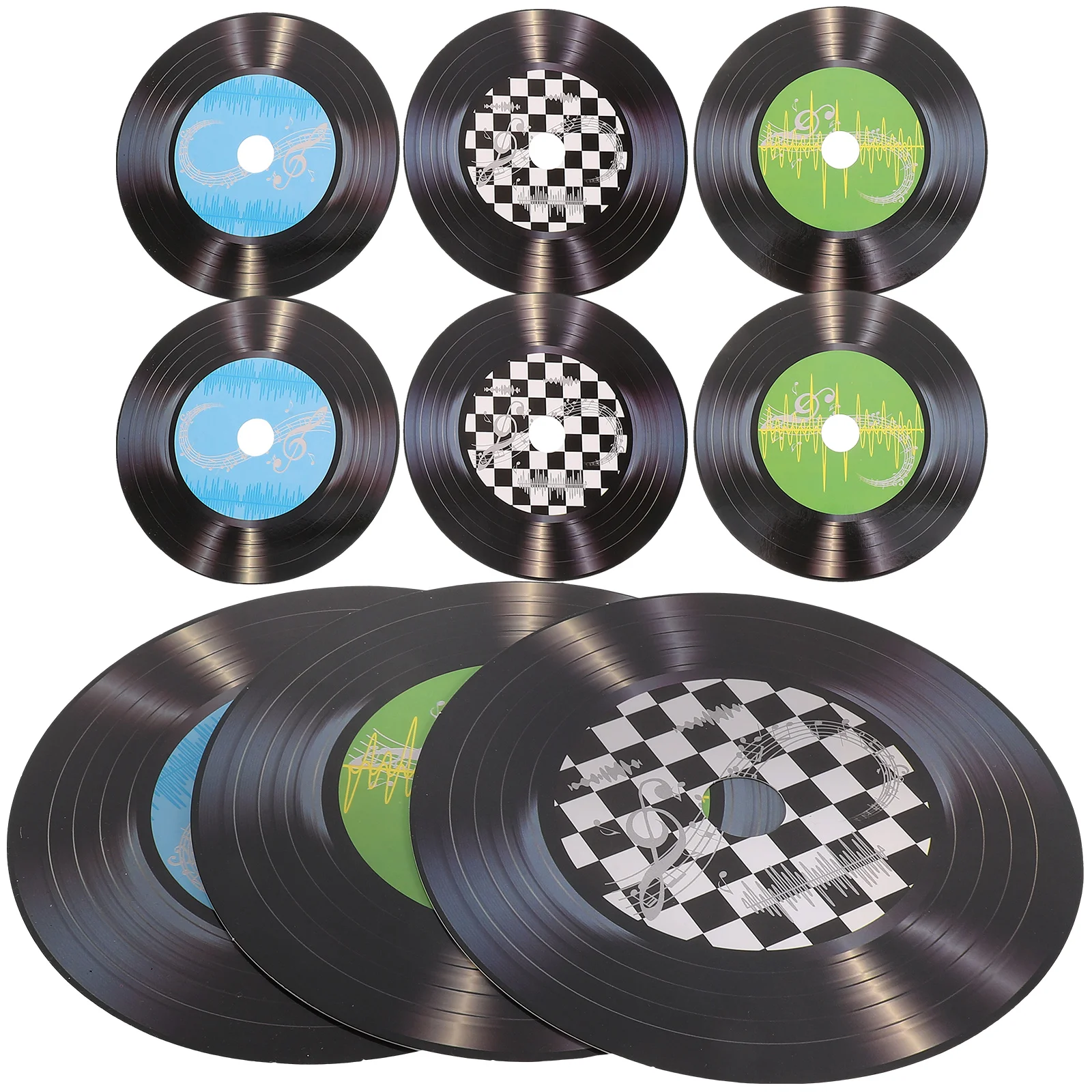 9 قطعة سجل كلاسيكي جدار ديكور الرجعية ورقة بولي كلوريد الفينيل شريط المنزل خمر الموسيقى موضوع مسجل فينيل سجلات الخشب ديكور سجلات الخشب #6