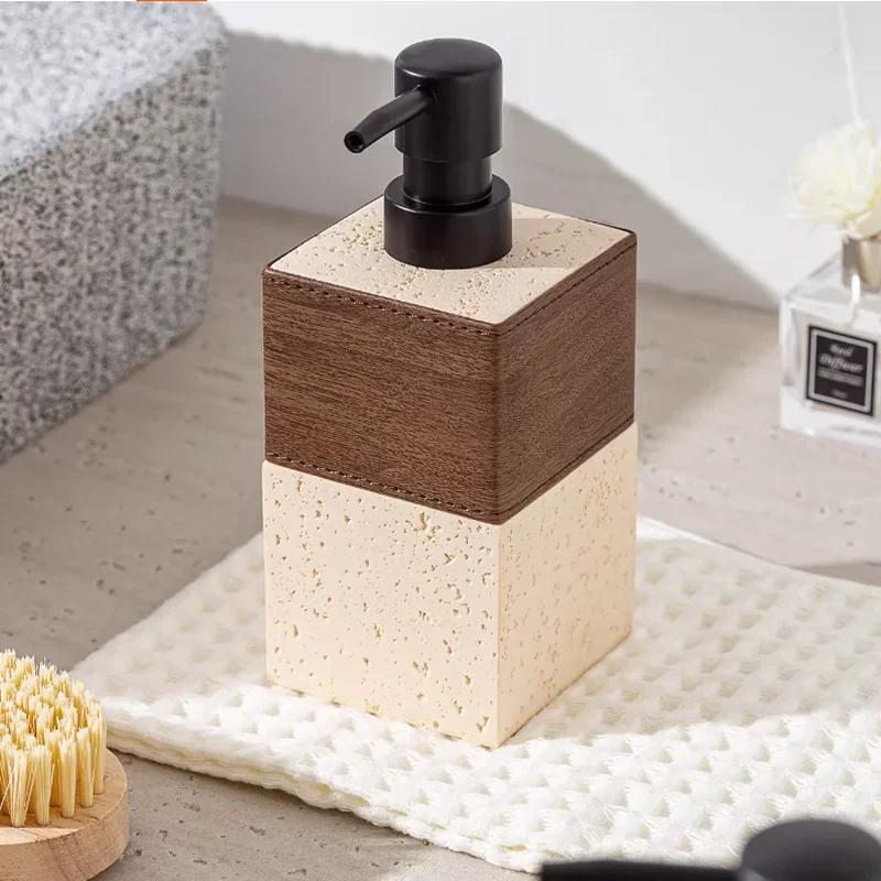 Sandstone Soap Dispenser, Vintage Leather Decorative Hand Sanitizer Bottle, Bathroom Supplies, Shampoo Dispenser, Storage Box