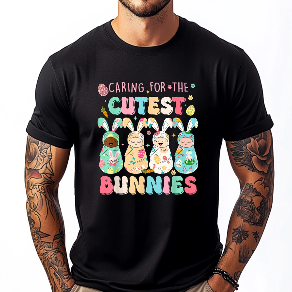 

Caring For The Cutest Funny Nicu Nurse Easter Day Blank T Shirt 100℅ Cotton Funny Shirt Camisetas Christmas Shirt Outdoor