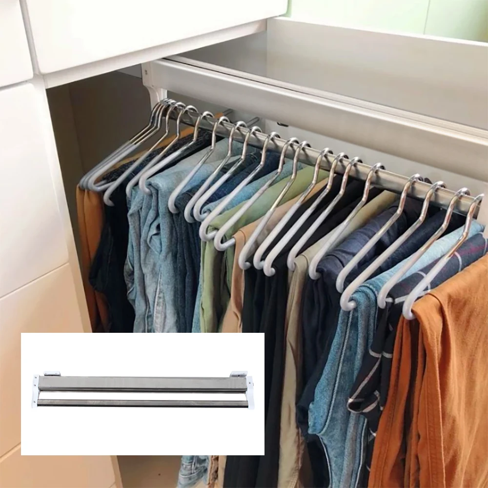 Extendable Clothes Rail for Pulling out the Hangers, Adjustable Wardrobe, Telescopic Rail, Clothes Rail, 542 mm