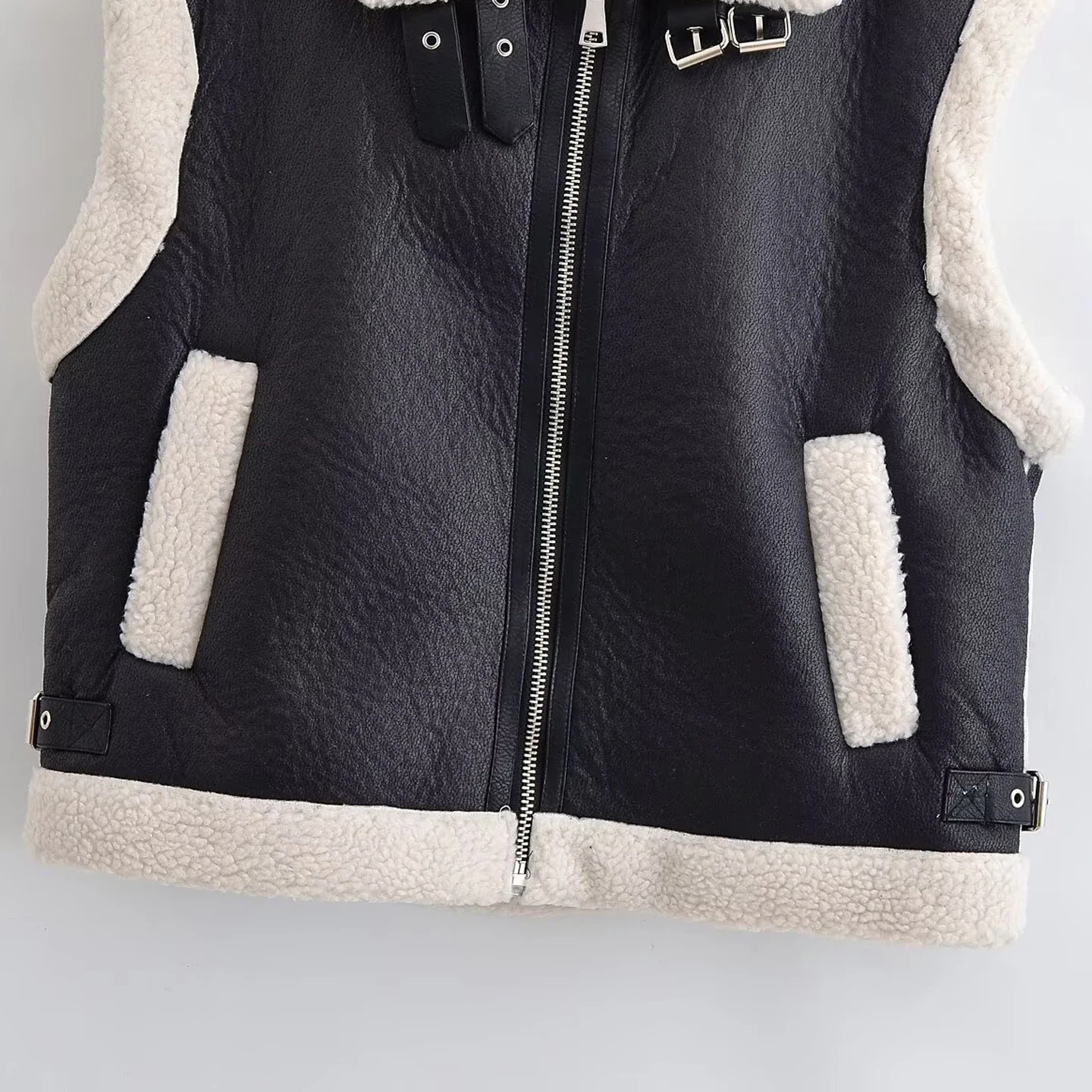 2025 Autunno delle nuove donne Faionable Retro Allentato Moto Jaet Gilet Caldo Versatile Sli Pendolarismo Colletto Cerniera Puro...