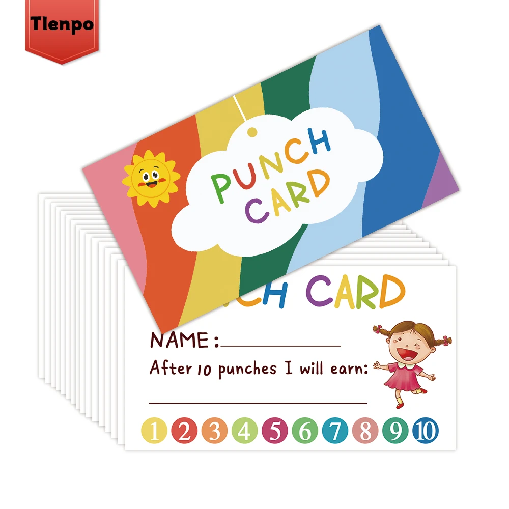 50 Cute Punch Cards ‘Loyalty Reward Cards’, 3.6X2 inch Teacher, Behaviour Reward Cards, Small Cards, Incentive Punch Cards