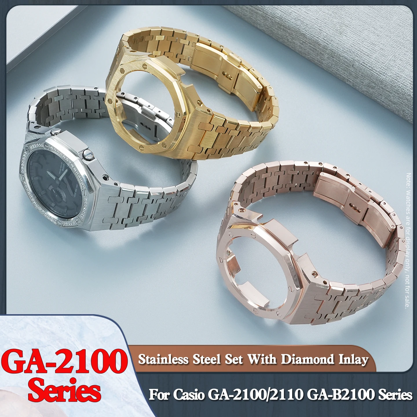 GA2100 High Quality Stainless Steel Mod Kit For Casio G-SHOCK GA-2100 GA-2110 GA-B2100 Oak Strap Case Upgrade Replacement Parts