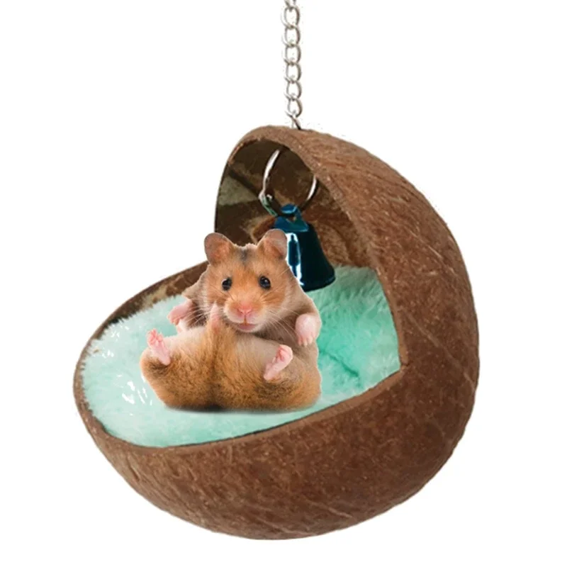 12cm Hamster Hideout Ball Hanging Hammock Bed with Plush Mat Cage for Small Animals Bird Glider Pet Nest