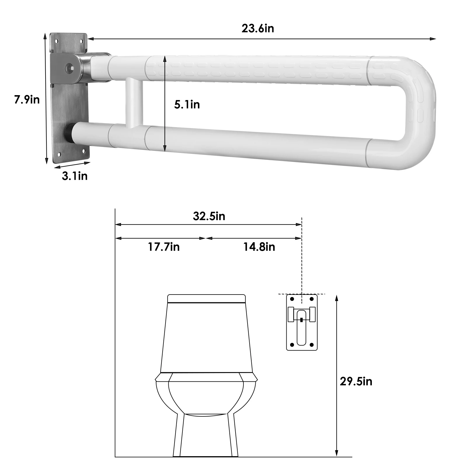 60cm Bad Sicherheits gurte Edelstahl Toilette Sicherheits rahmen Schiene Haltegriff Handicap Bad Handgriffe tragen 300 ~ 350kg