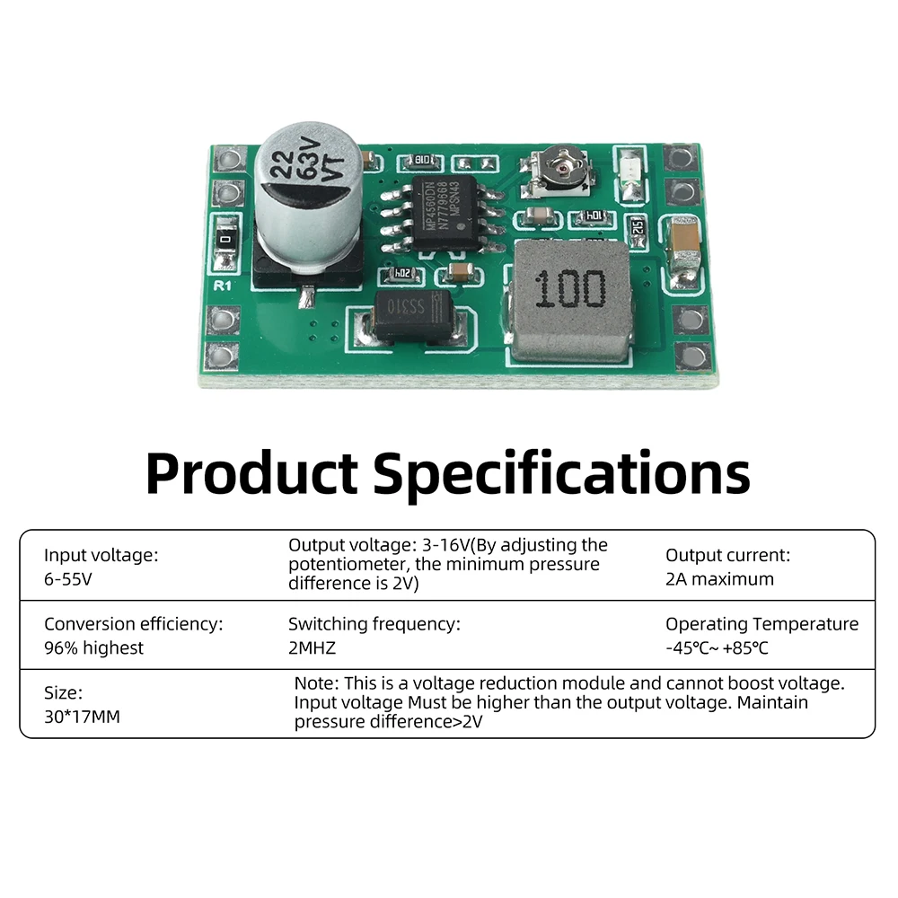 DC-DC MP4560 Spannungsregler 6-55V auf 3,3/5/9/12V Step-Down-Modul Buck-Wandler – Detail 7