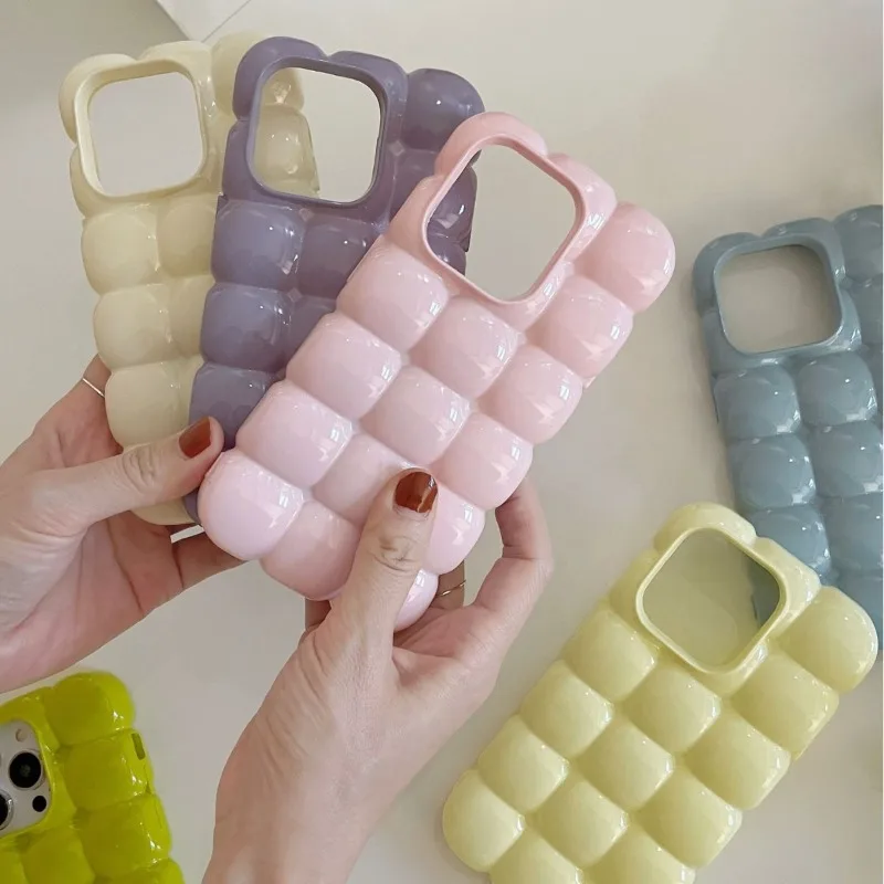 Capa de telefone macia macaron de cor sólida para iphone 16 padrão de ovo cub 15pro max 14 tudo incluído 13 anti gota 12 11 capa protetora