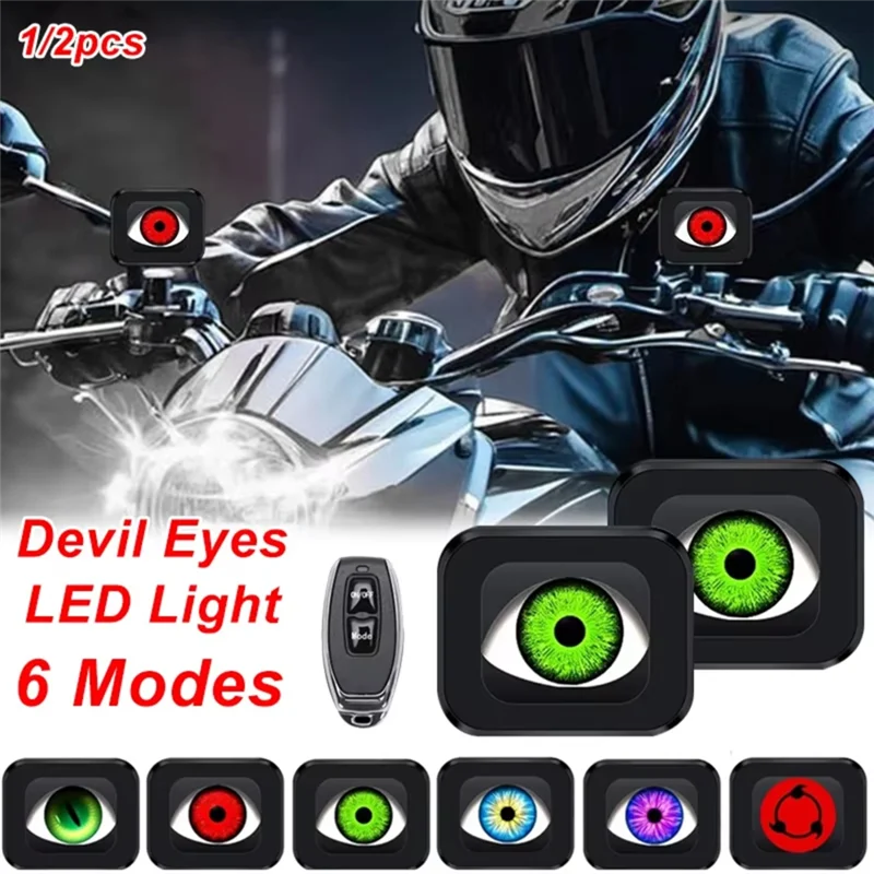 ABXN-Dynamic 12-36V LED Devil Eye Light Motorcycle Mirror Demon Eye Waterproof Car Headlight Accessories For Motorbike B