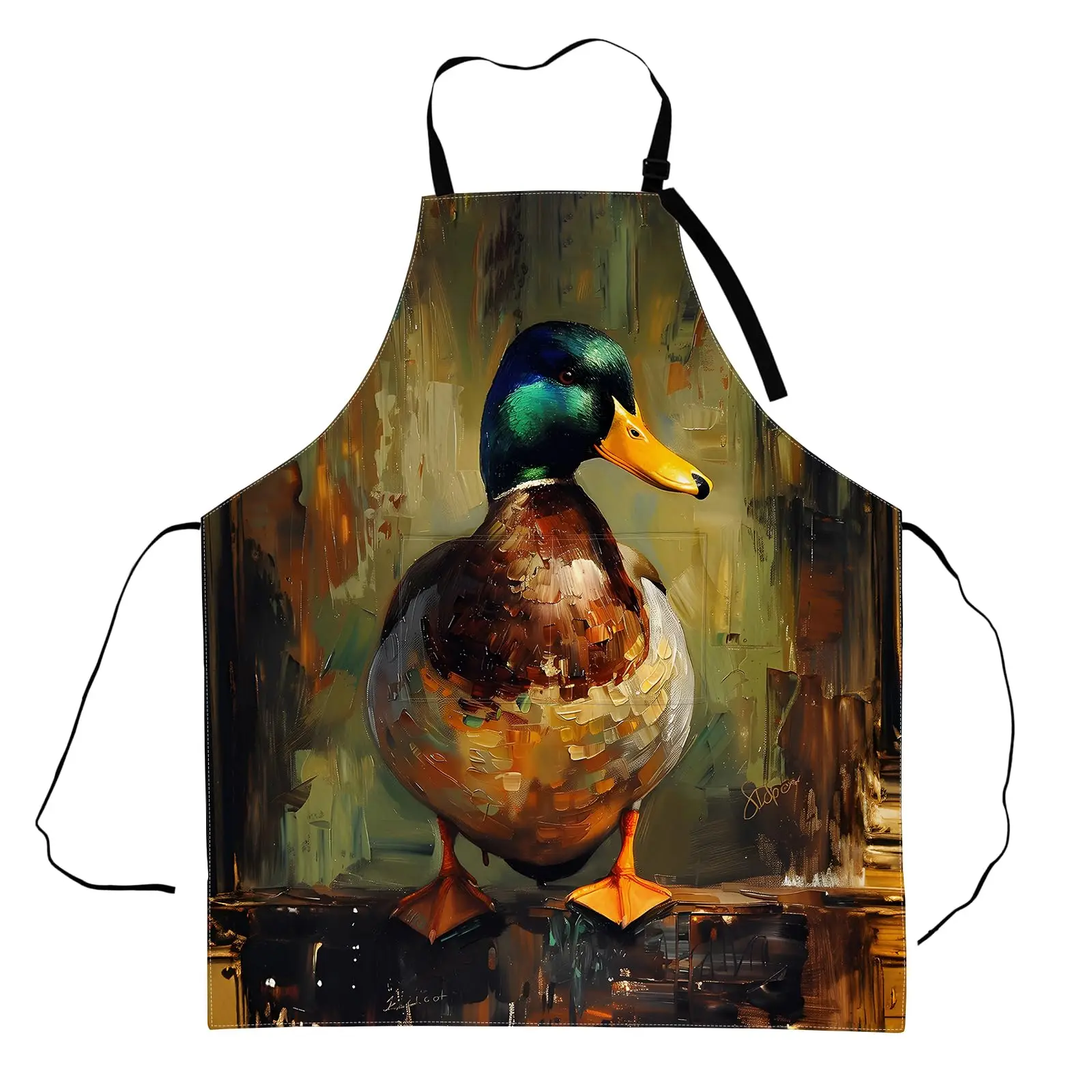 

Художественный фартук кряк-утка, регулируемый водонепроницаемый кухонный фартук из ткани Оксфорд для мужчин и женщин, приготовление пищи