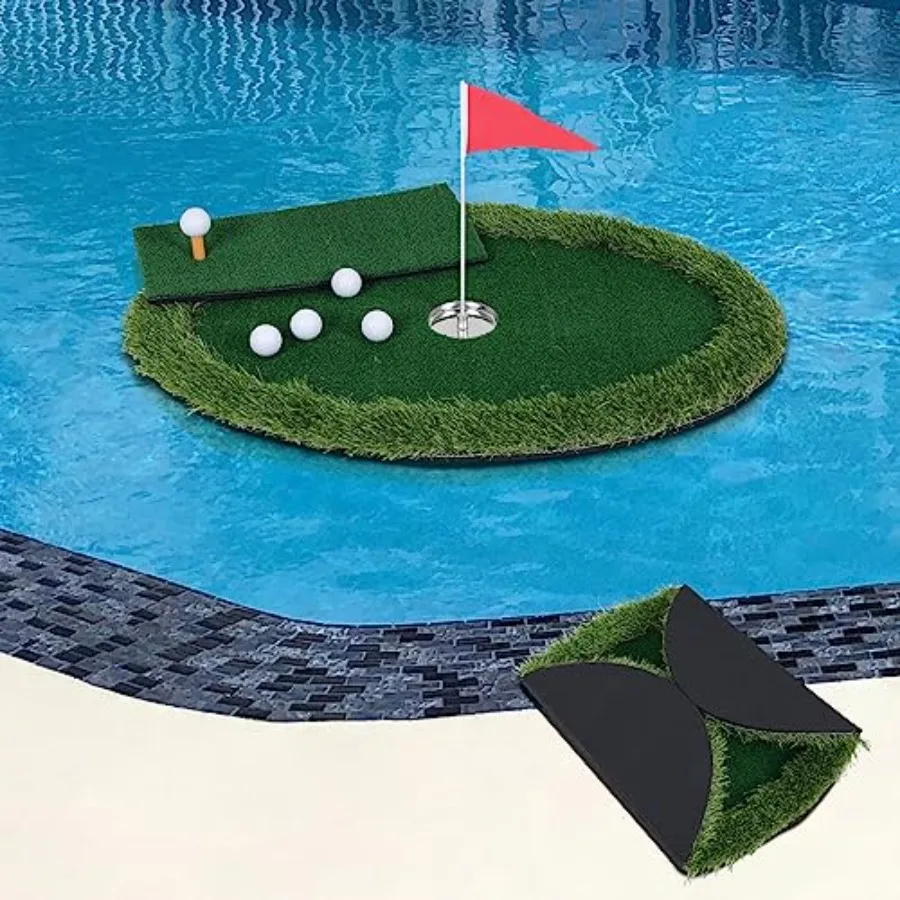 

Floating Golf Green for Pool, Floating Chipping Green Golf Chipping Practice Foldable Round Putting Mat Pool Golfmat for Outdoo