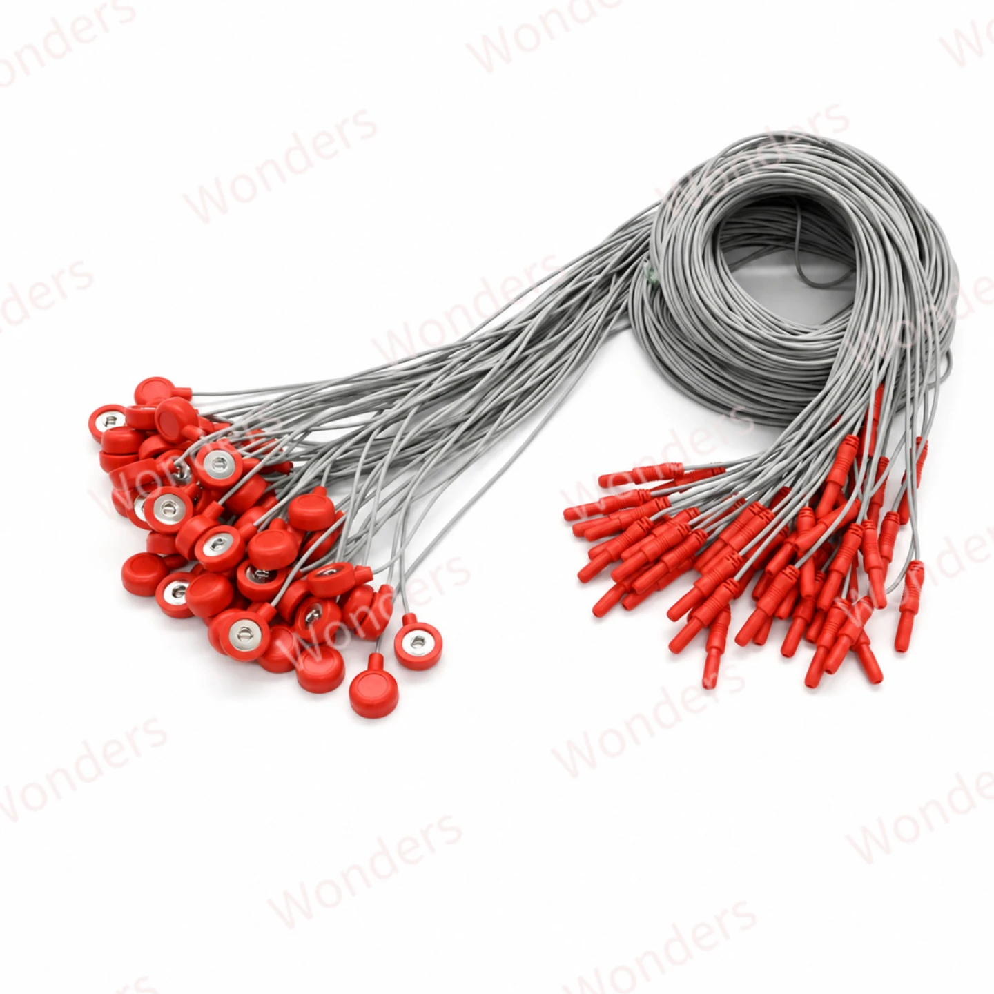 Shielded ECG Monitoring Lead Wire 1m EEG DIN 1.5mm Connector 4mm Snap Electrode Cable for Dynamic ECG/EEG Data Collection