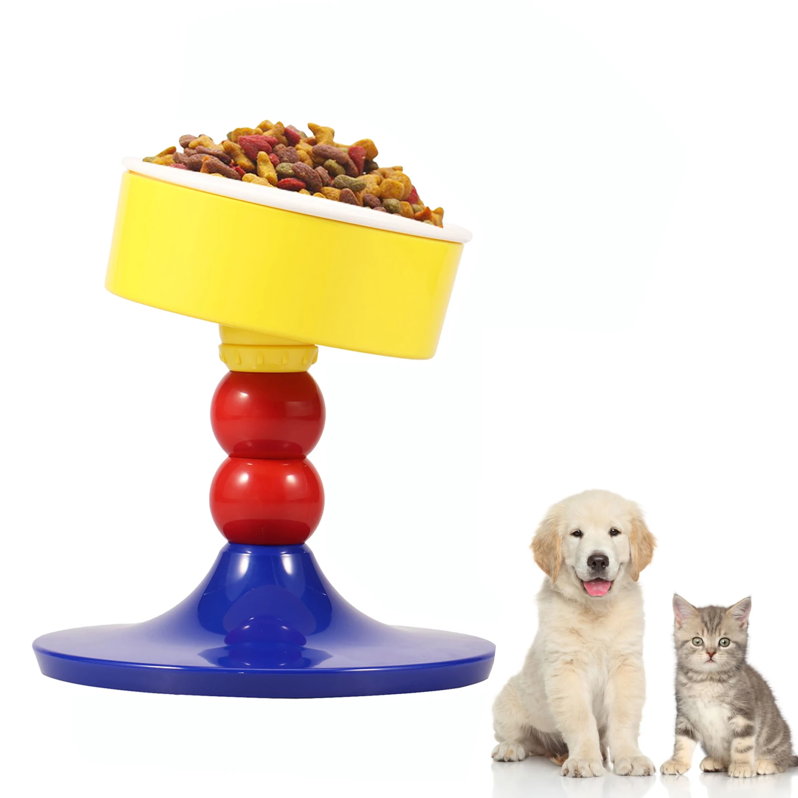 

Приподнятая миска для кошек и собак, керамическая миска для домашних животных с регулируемой высотой, съемная, легко чистящаяся, приподнятая миска для кормления с противоскользящей подушечкой