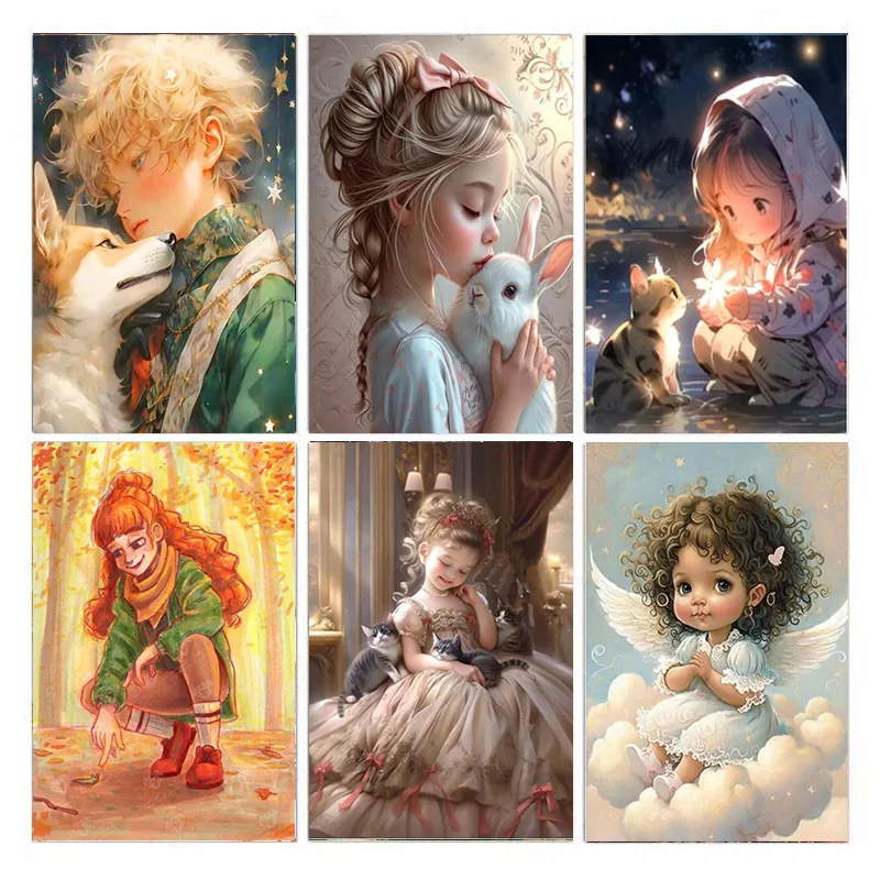 AB Diamond Painting Cartoon-Figuren 5D Diamantmalerei, Diamond Painting Set für Erwachsene und Anfänger, DIY Diamantmalerei