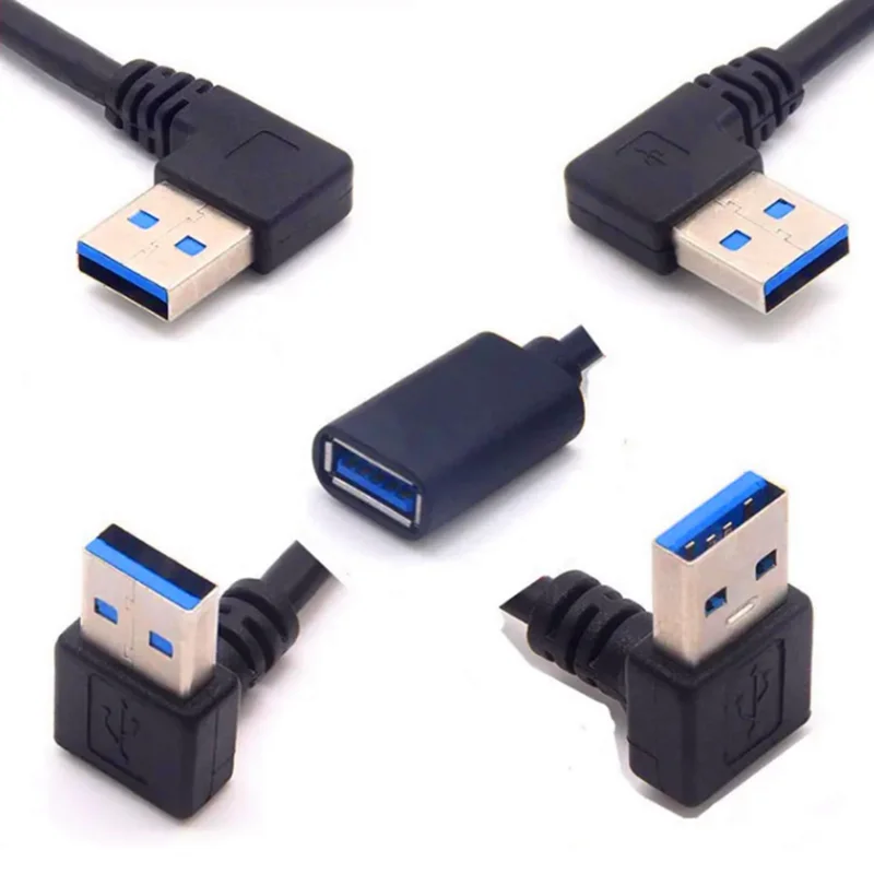 90 Degree USB 3.0 Extension Cable, UP Down Left Right Angle Male to Female for Monitor Printer Charging Cable Game Controller