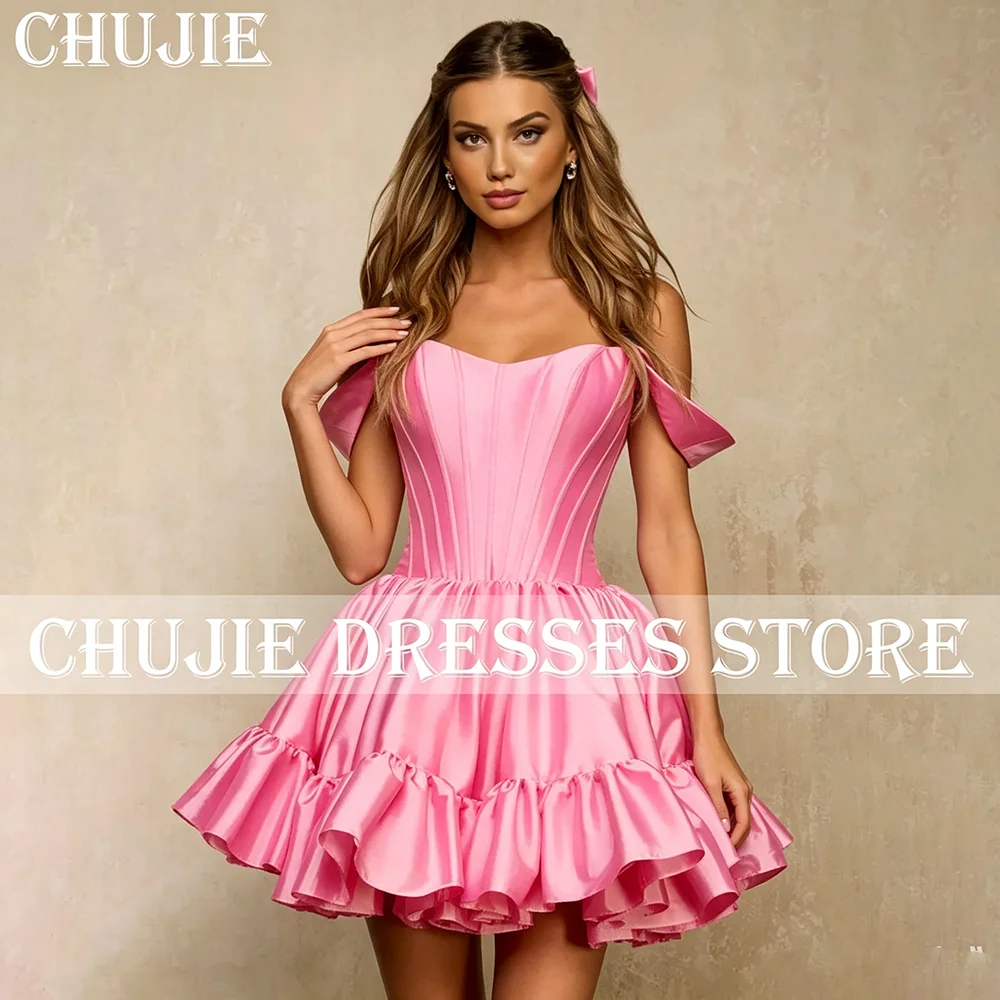 Silk Satin Rose Mini Cocktail Dresses For Women vestidos graduación Customized Princess Birthday Gowns A Line Homecoming Dresses