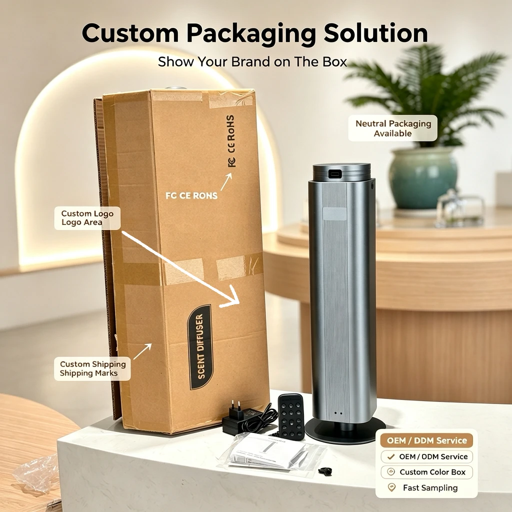 OEM ODM Commercial 500ml Hotel Scent Diffuser App Remote Control Aluminum Waterless Aroma Diffuser with Infrared Oil Detection