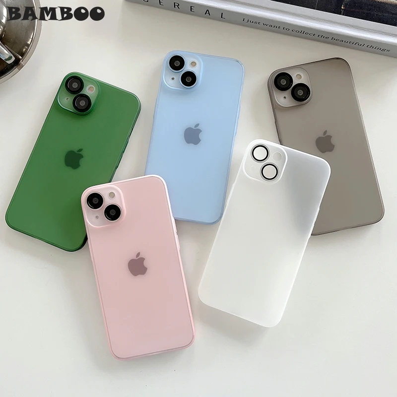 

Ultra Thin Soft TOP Translucent Matte Case for iPhone 13 12 11 Pro Max With Glass Lens Camera Protection Cover Fashion Slim Capa