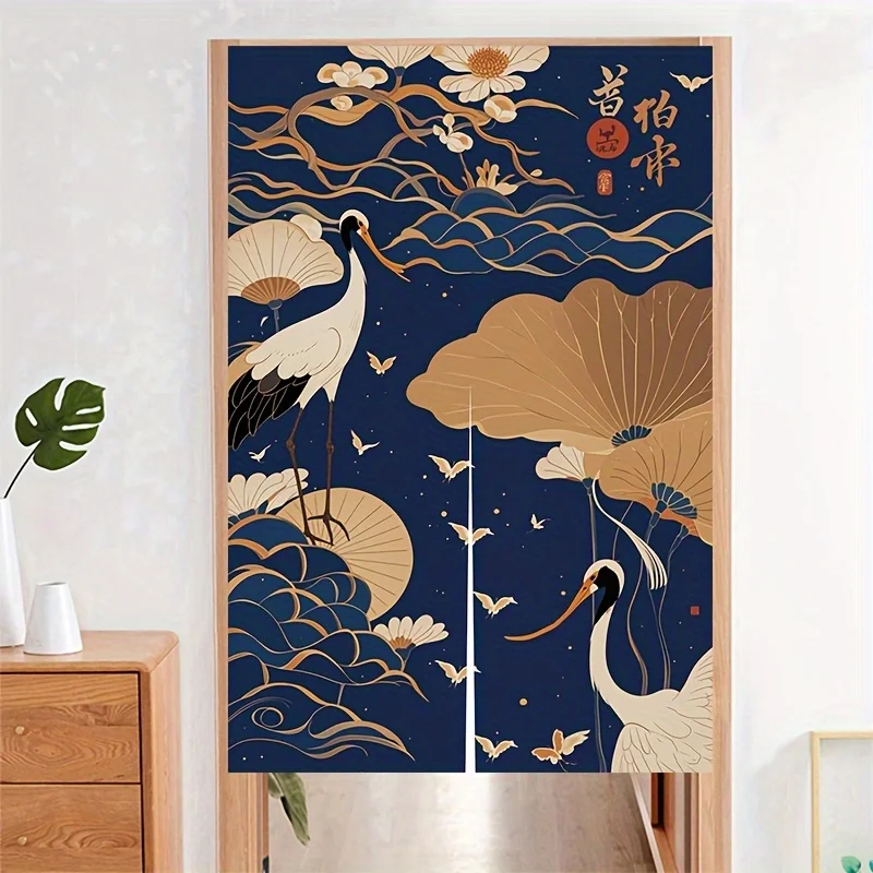 1 قطعة رافعة على الطراز الصيني الجديد وستارة باب اللوتس على الطراز الوطني ستارة تقسيم من القماش لتزيين المنزل