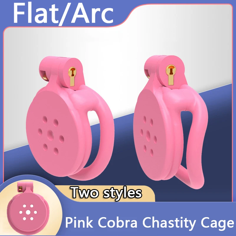 New Male Pink Cobra Flat Cage 3D Printed Abstinence Anti-Escape Chastity Device Arc/Flat Two Styles Sissy Hidden Underbelly Cock