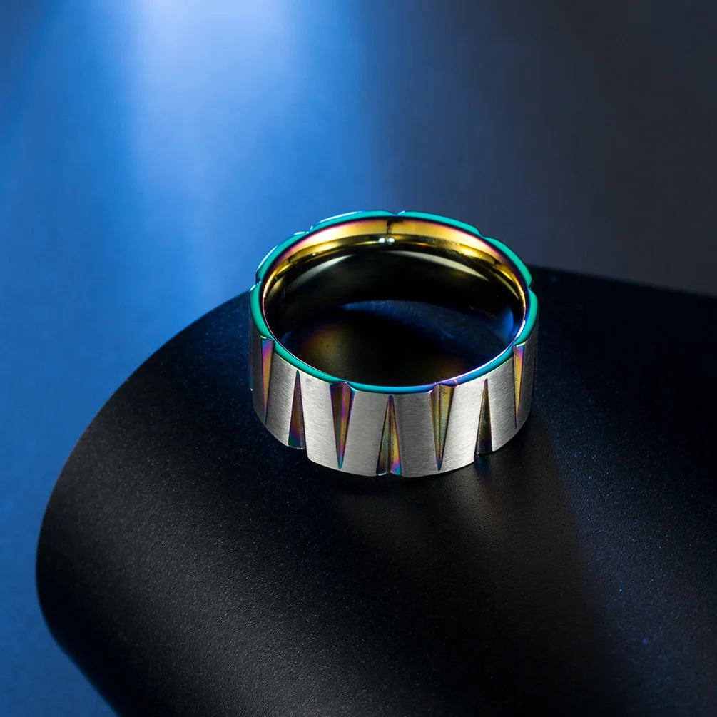 9mm Colorful Black Gold Color Male Men High Polishing Rings Fashion Jewelry Stainless Steel Party Gift Size 7 8 9 10 11 12