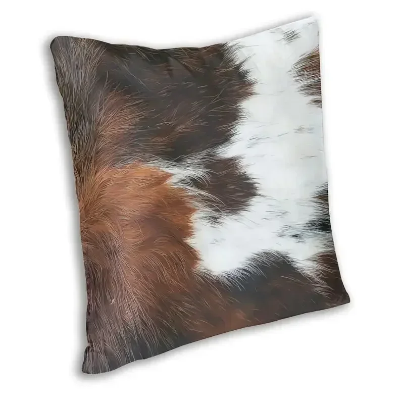 Scottish Highland Cow Cowhide Texture Cushion Cover Home Decorative Printing Animal Hide Leather Throw Pillow Case Living Room