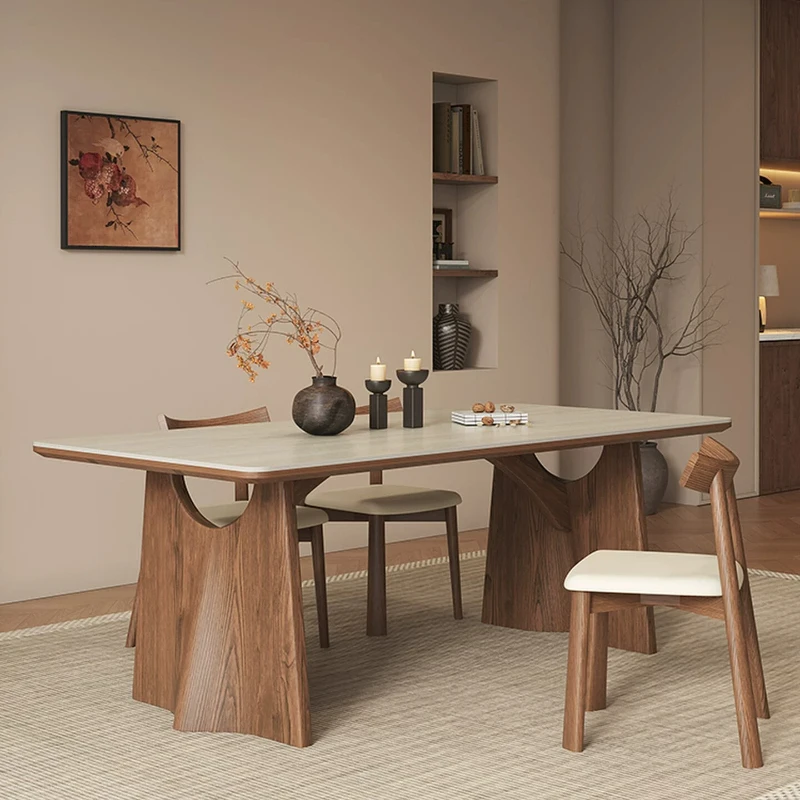 Shelving Square Dining Tables Coffee Pliable Cuisine Farmhouse Dining Tables Solid Wood Stone Esstisch Wabi Sabi Furniture