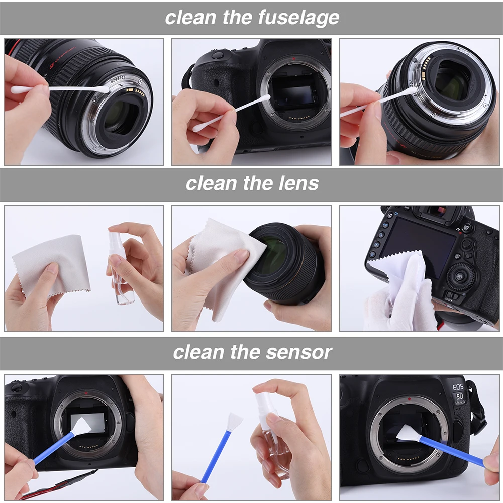 32Pcs Professional Camera Cleaning Kit Cleaning Swabs/Lens Pen/Air Blower/Cleaning Cloth Camera Cleaning Tool for DSLR Cameras
