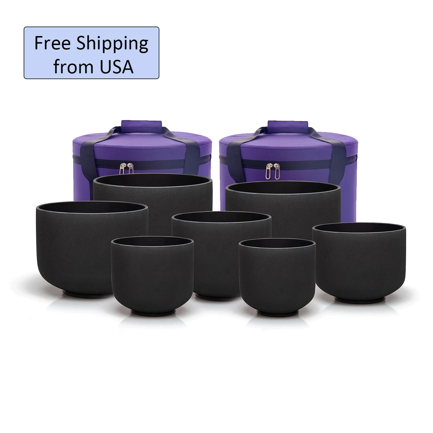 

Hye-eun 7-12Inch 432hz Double Black Crystal Singing Bowls Chakra Set of 7pcs with Carrying Case for Yoga Musical Vibration