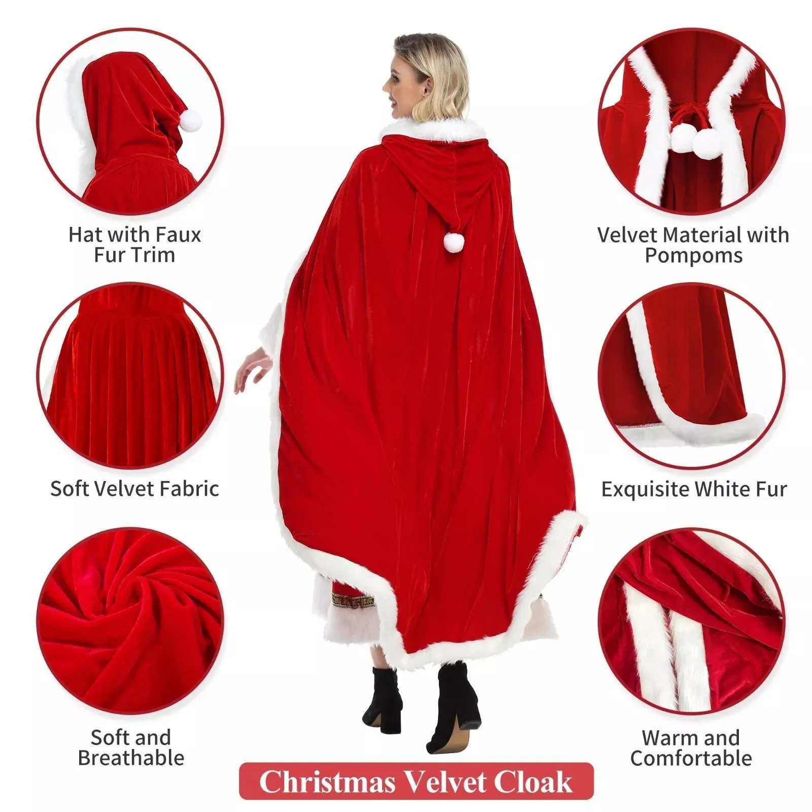 عباءة مخملية بأكمام طويلة لعيد الهالوين وعيد الميلاد وعرض مسرحي زي شيطان لورد الشيطان وشال عصري