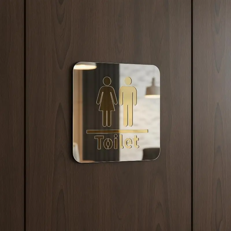10cm 3D Toilet Sign Acrylic Men Women Bathroom Self-Adhesive Wall Sticker DIY Decor For Office Business Hotel Cafe Public Door