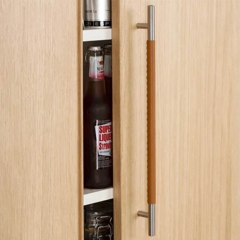 Simple Longer Handle Pull for Cupboard Hand Craft Leather Drawer Pulls Handles Cabinet Door Decor Handle