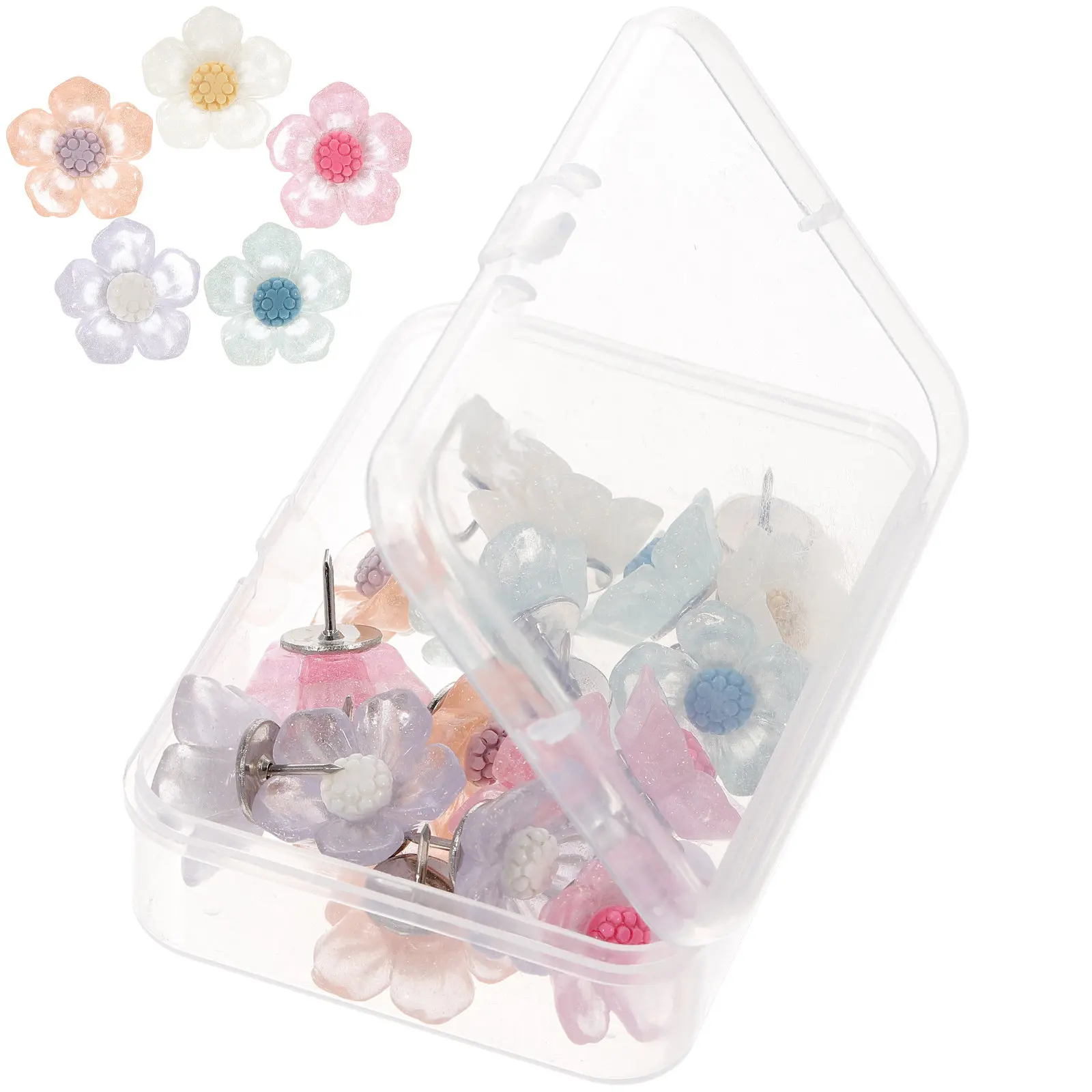20Pcs Flower Shaped Pushpins Premium Multi-Function Thumbtacks Office DIY Supplies Reusable Delicate Pins Pushpins