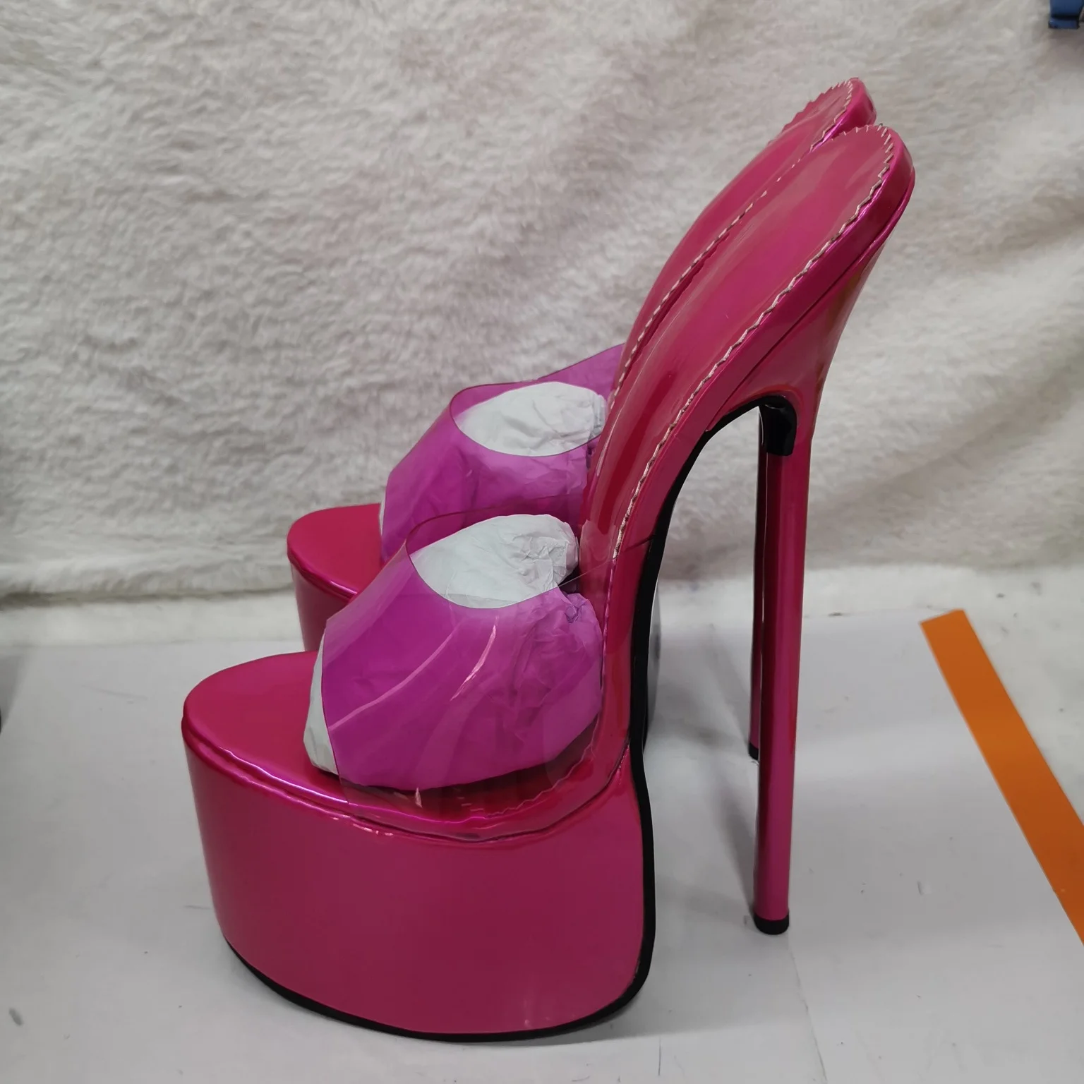 

Розовые прозрачные кожаные сандалии на платформе из ПВХ, модные пикантные летние женские туфли большого размера на тонком высоком каблуке с открытым носком 2023 года, Zapatillas Mujer