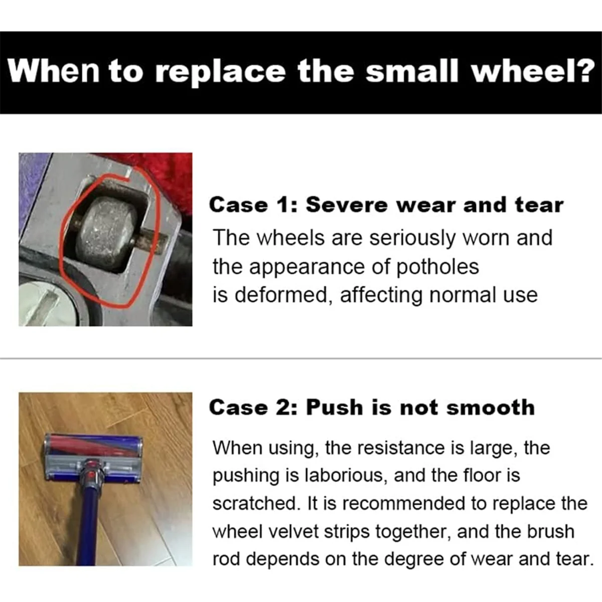 FZFZ 2 PCS Eixos e Cabeças de Rodas de Eixo Pequeno Substituição para V6 V7 V8 V10 V11 Peças de Aspirador de Pó