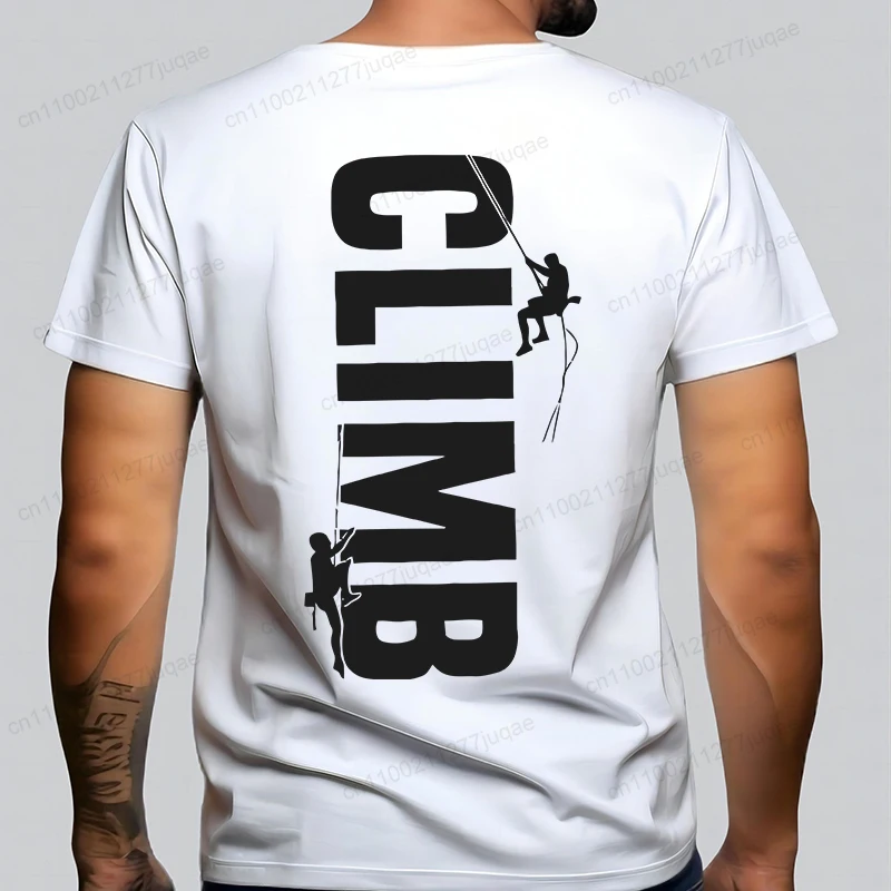 New Fashion Men's Summer T-Shirts Men's Climb Rock Climbing Bouldering Vintage Vertical Climber T Shirt Rock Climbing Tee Tops