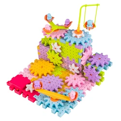 83pcs DIY children's electric large particle building blocks with rotatable colors, randomly equipped with 1 No. 5 battery
