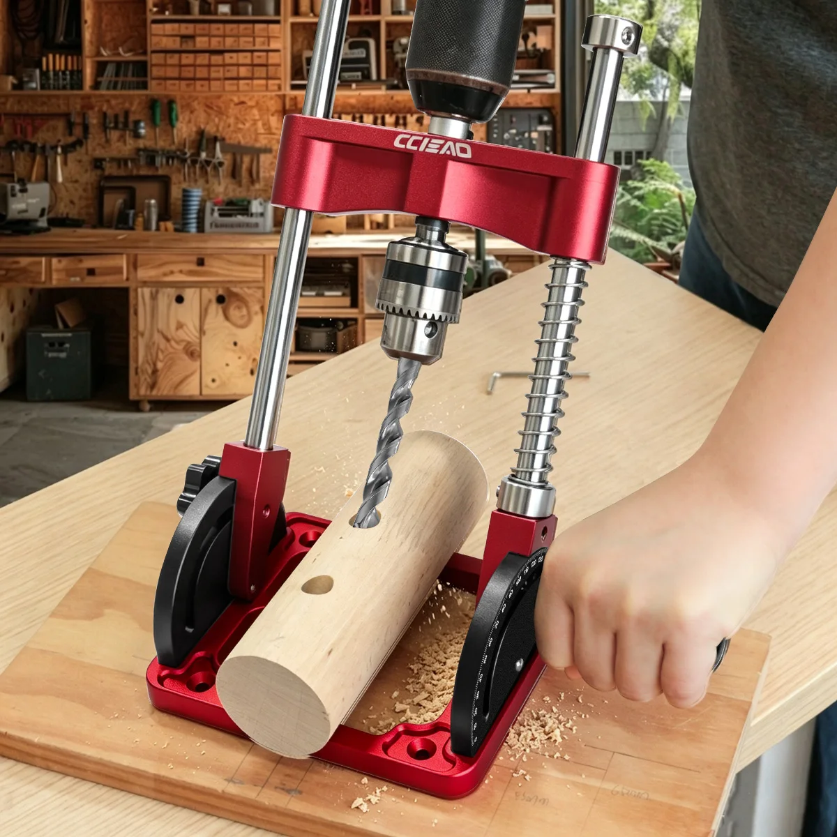 Adjustable Angle Drill Guide Portable Hand Drill Stand Aluminum Alloy Woodworking Drilling Locator Hole Jig Carpentry Tool
