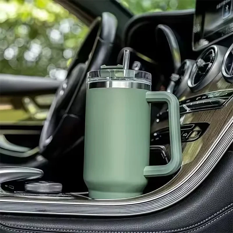 

40oz Stainless Steel Vacuum Insulated Tumbler Thermos Custom Travel Water Bottle with Handle Outdoor Coffee Mug